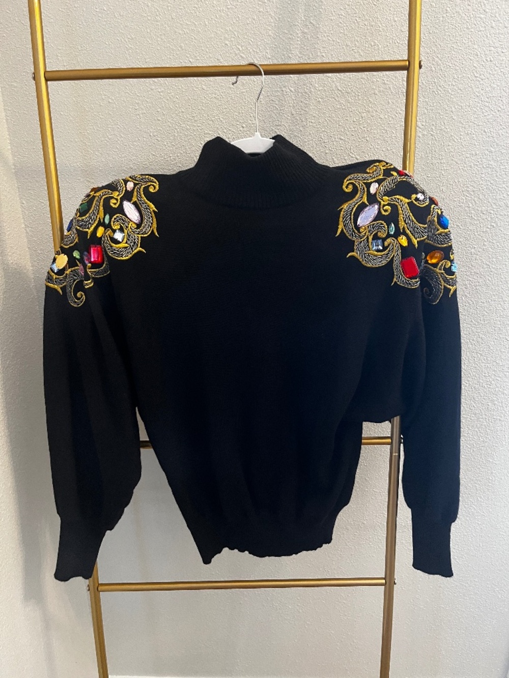 Vintage Kenar Ann Than Jeweled Lambswool Sweater M